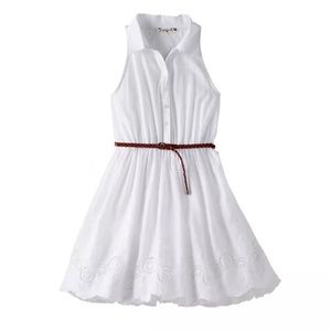 Knitworks White Braid Belt Lace Shirt Dress Girls Size 7